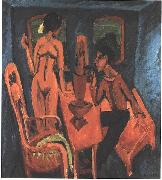 Ernst Ludwig Kirchner Tower room - Selfportrait with Erna oil painting reproduction